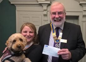 Sophie Ede & Rusty & Rotary Club president Willie Fraser.